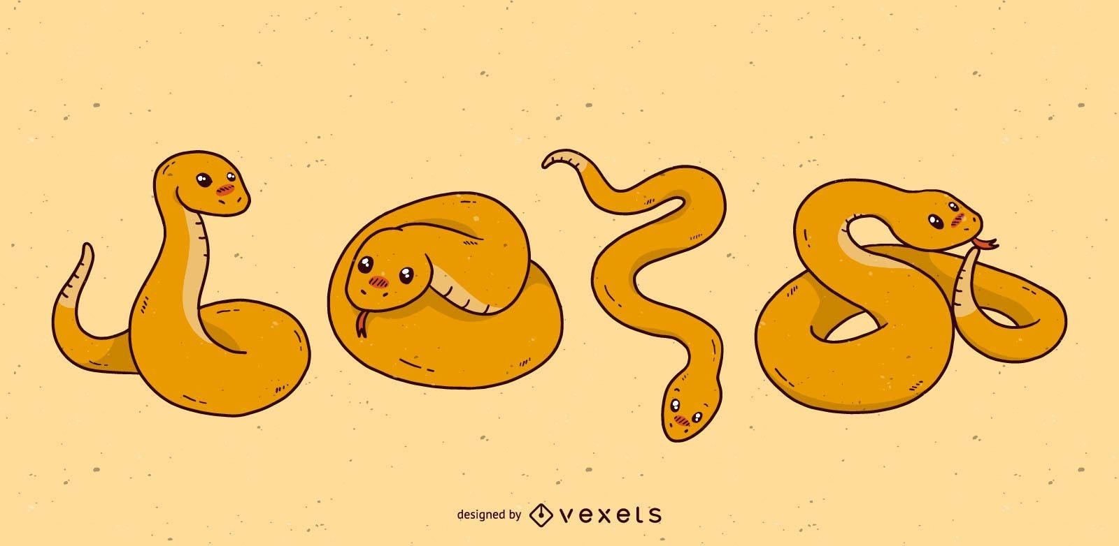 Conjunto de dibujos animados lindo serpiente