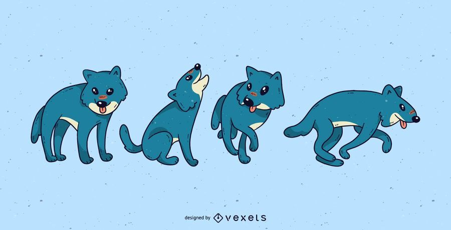 Conjunto de dibujos animados lindo lobo Conjunto de dibujos animados lindo lobo