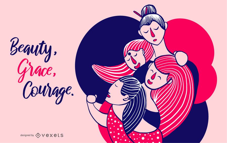 Women's Beauty, Grace, Courage Illustration Women's Beauty, Grace, Courage Illustration