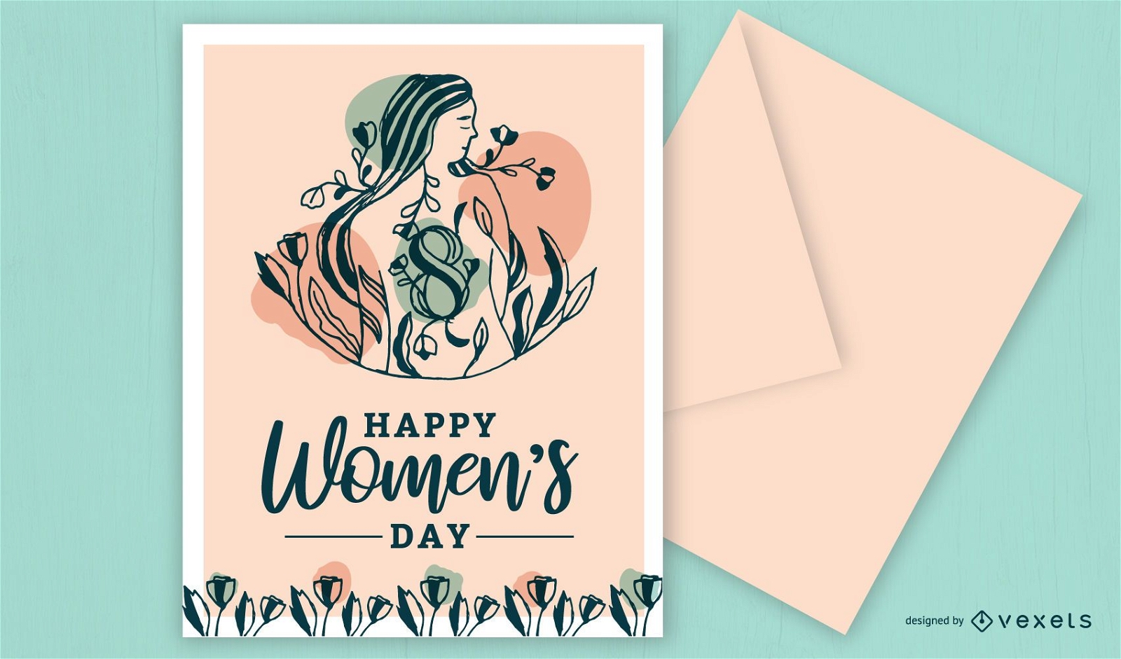 Diseño de tarjeta del día de la mujer feliz