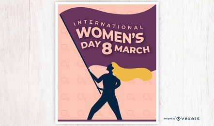 Cartel de la bandera del día internacional de la mujer