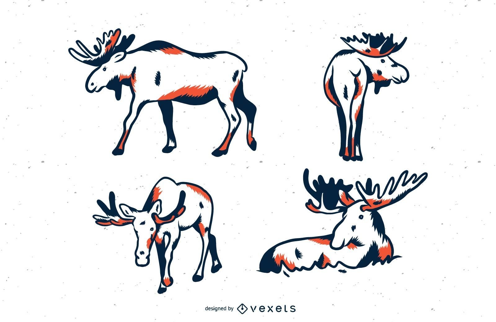 Moose duotone illustration set