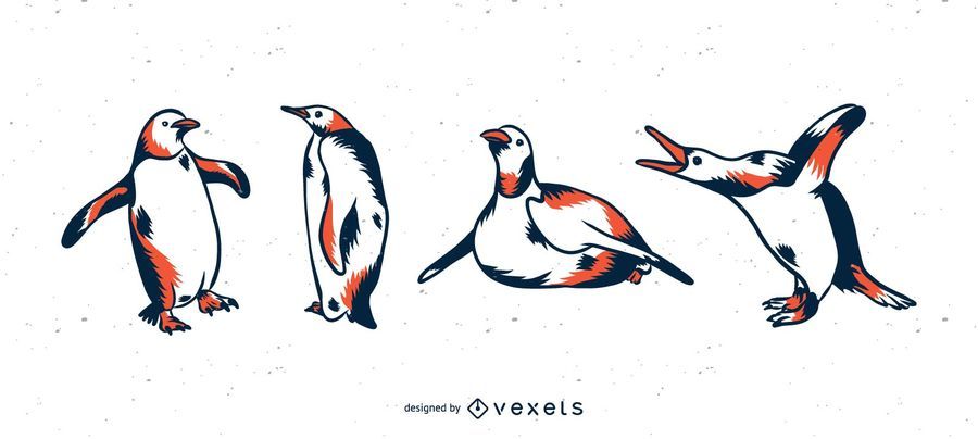 Penguin duotone illustration set Penguin duotone illustration set