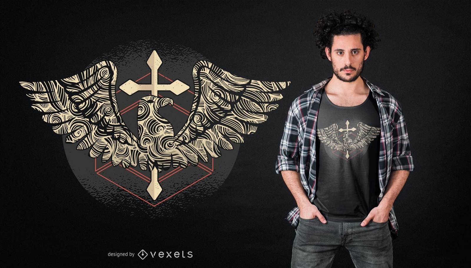 Diseño de camiseta Eagle Cross
