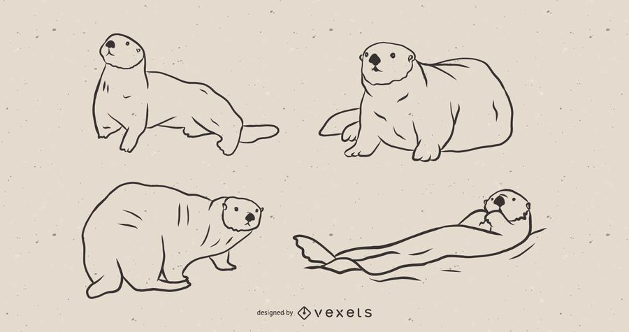 Conjunto de dibujos de nutria de mar. Conjunto de dibujos de nutria de mar.