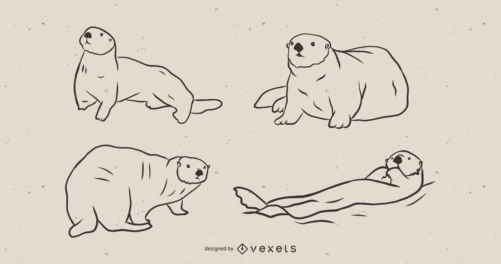 Conjunto de desenho de lontra marinha