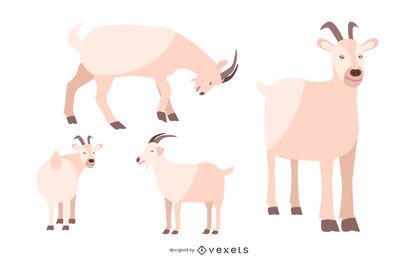 Conjunto de ilustración de cabra plana Conjunto de ilustración de cabra plana