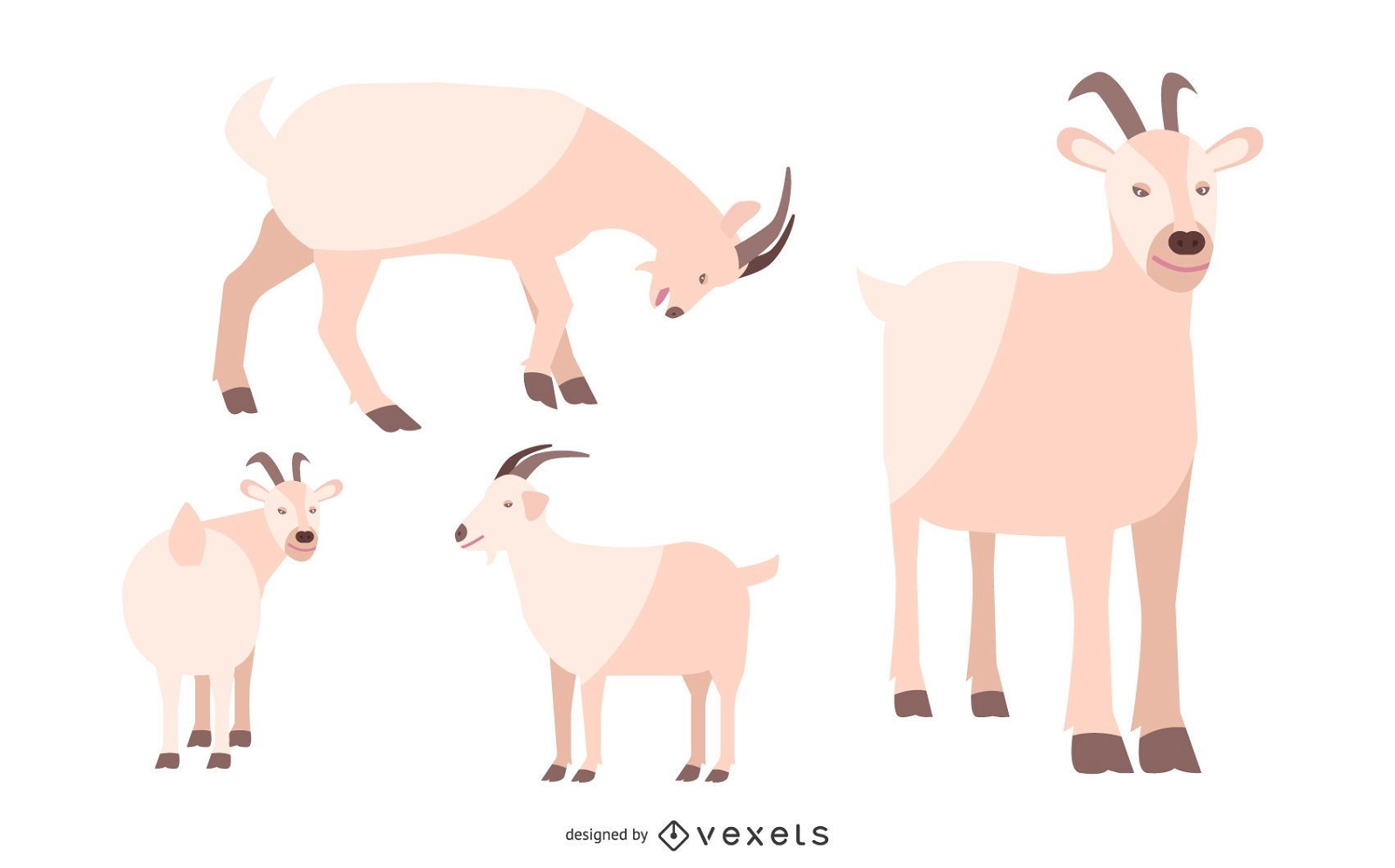 Flat Goat Illustration Set
