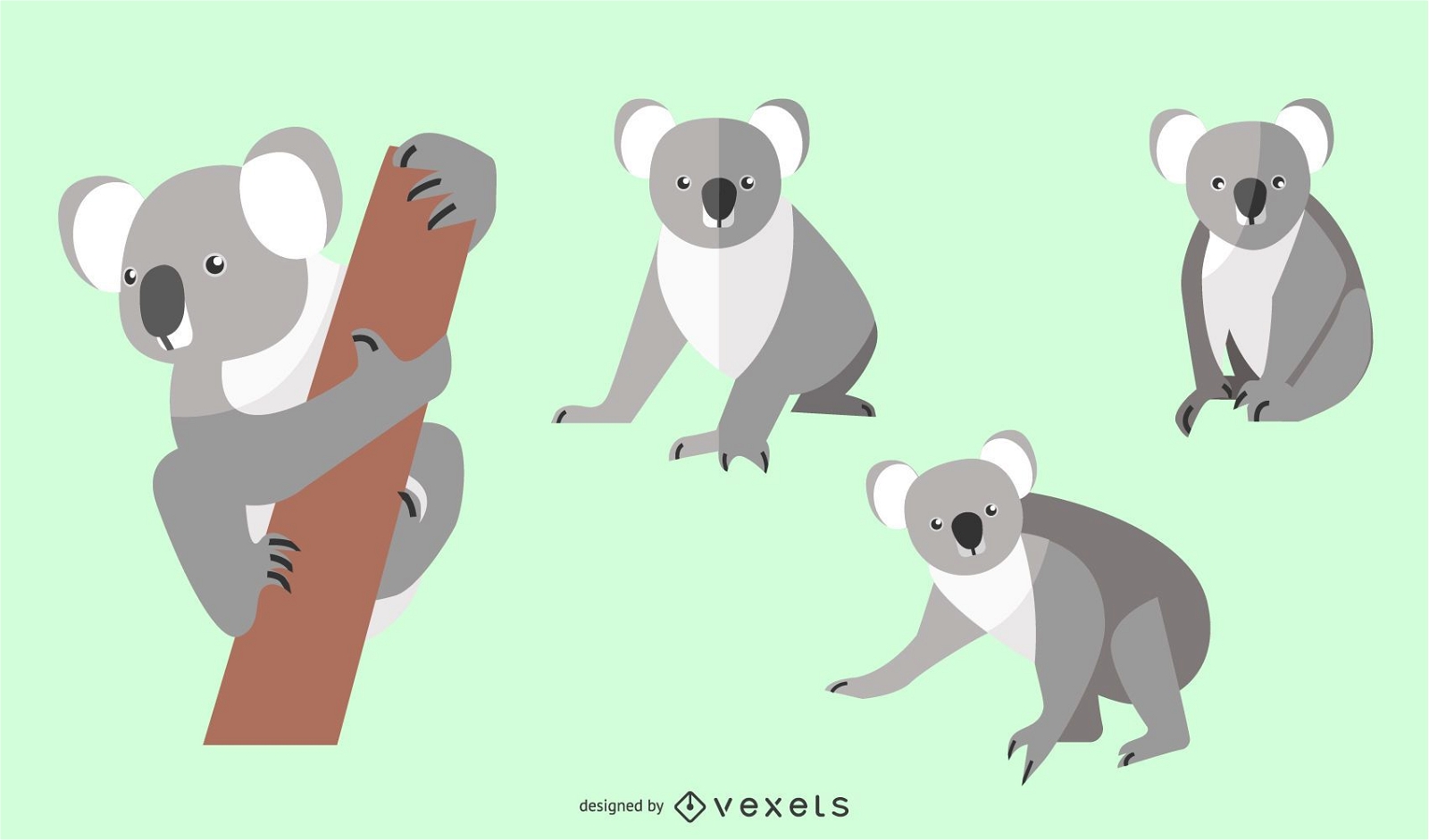 Conjunto de ilustración de koala plana