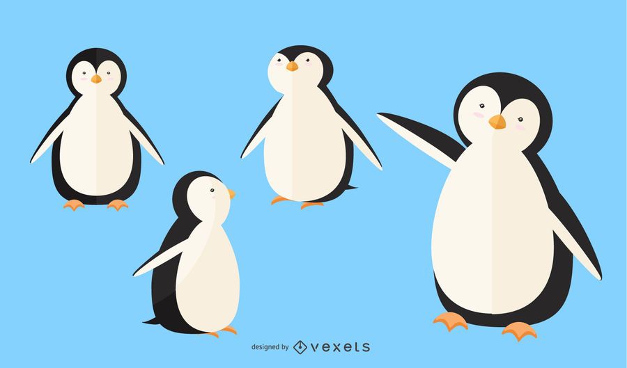 Flat Penguin Illustration Set Flat Penguin Illustration Set