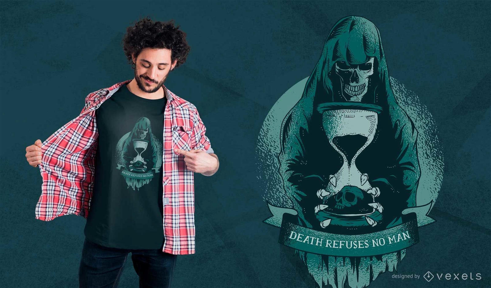 Diseño de camiseta de reloj de arena de Grim Reaper
