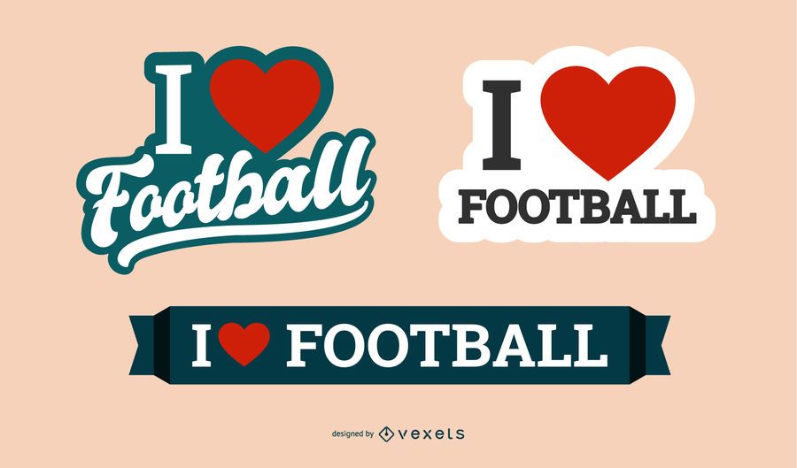 Eu amo o conjunto de distintivo de futebol Eu amo o conjunto de distintivo de futebol