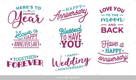 Conjunto de letras de aniversário de casamento Conjunto de letras de aniversário de casamento