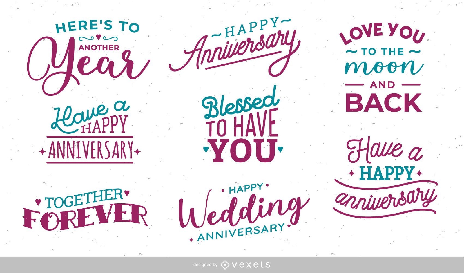 Wedding anniversary lettering set