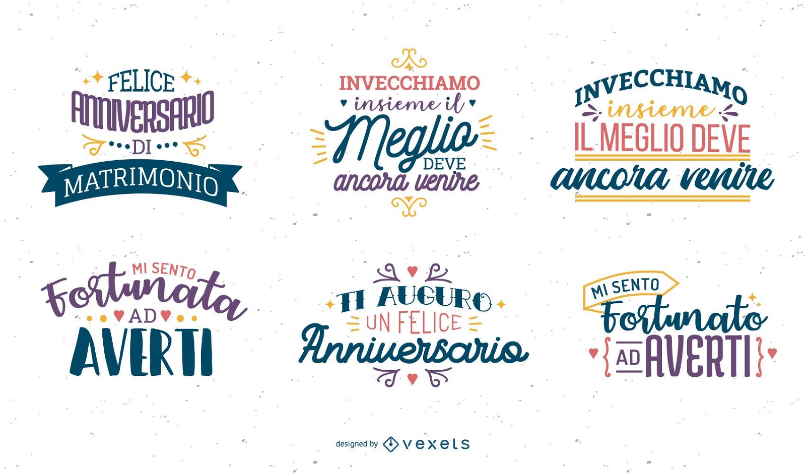 Anniversary lettering Italian set