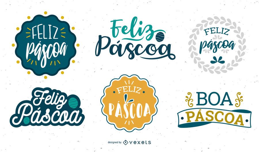 Saudação de Páscoa lettering conjunto Português Saudação de Páscoa lettering conjunto Português