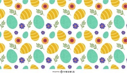 Easter eggs and flowers pattern