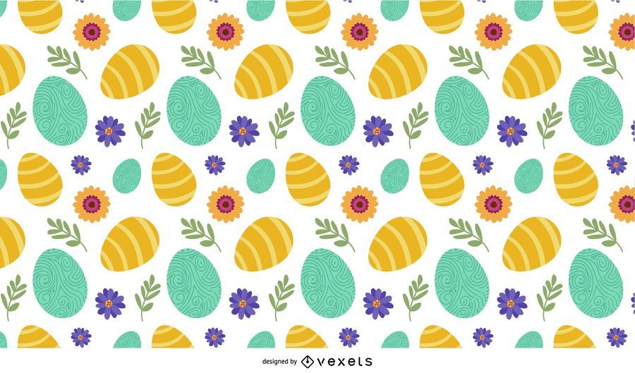 Easter eggs and flowers pattern Easter eggs and flowers pattern