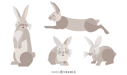 Flat Rabbit Illustration Set Flat Rabbit Illustration Set