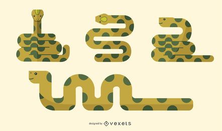 Conjunto de ilustración de serpiente plana