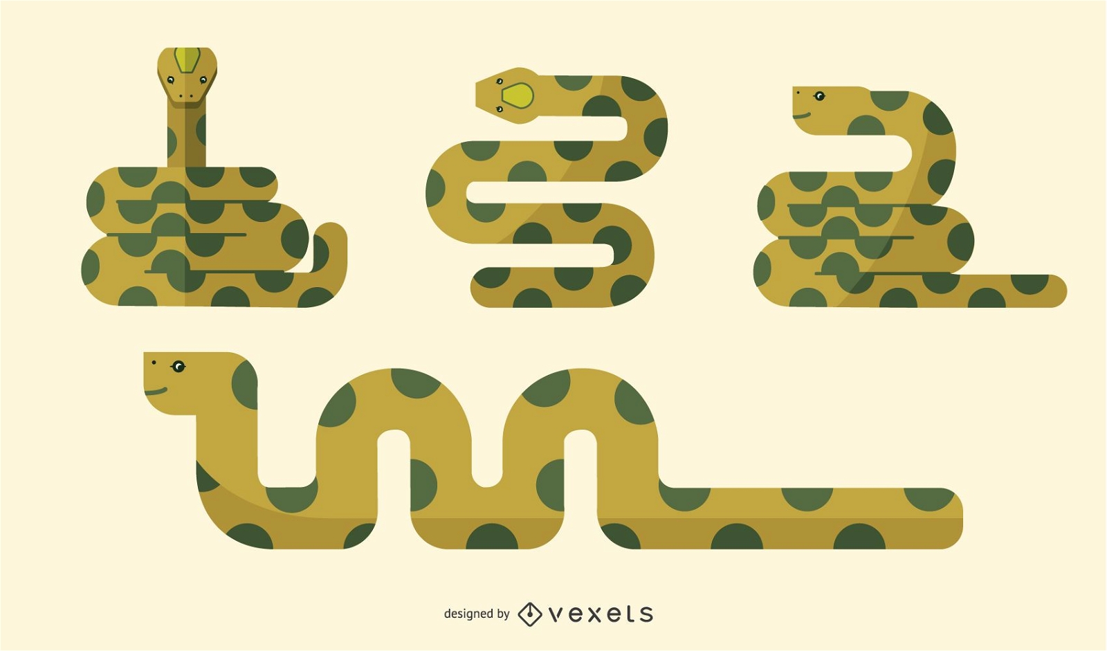 Flat Snake Illustration Set