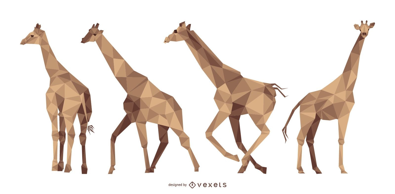 Giraffe Polygonal Illustration Set