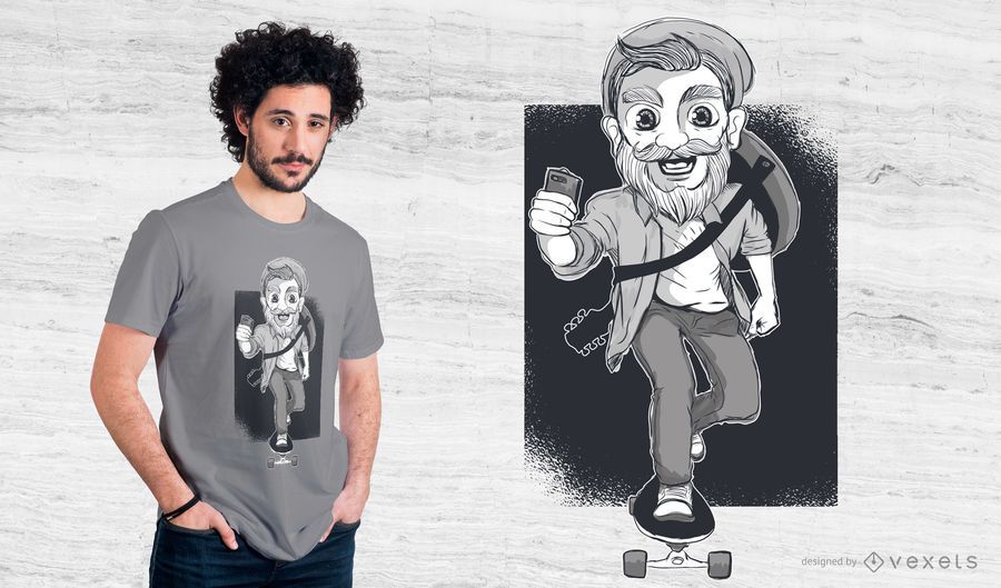 Hipster Skater T-Shirt Design Hipster Skater T-Shirt Design