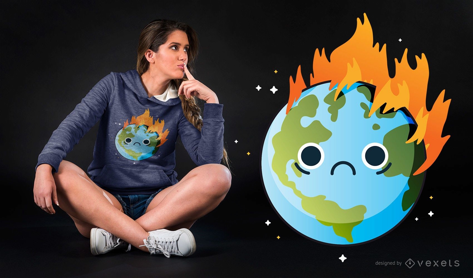 Burning Sad Earth T-Shirt Design