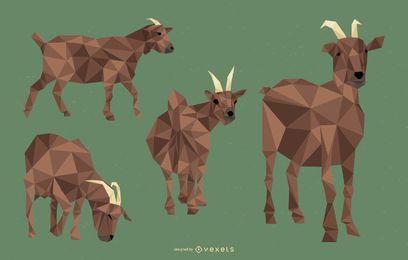 Goat Polygonal Illustration Set Goat Polygonal Illustration Set