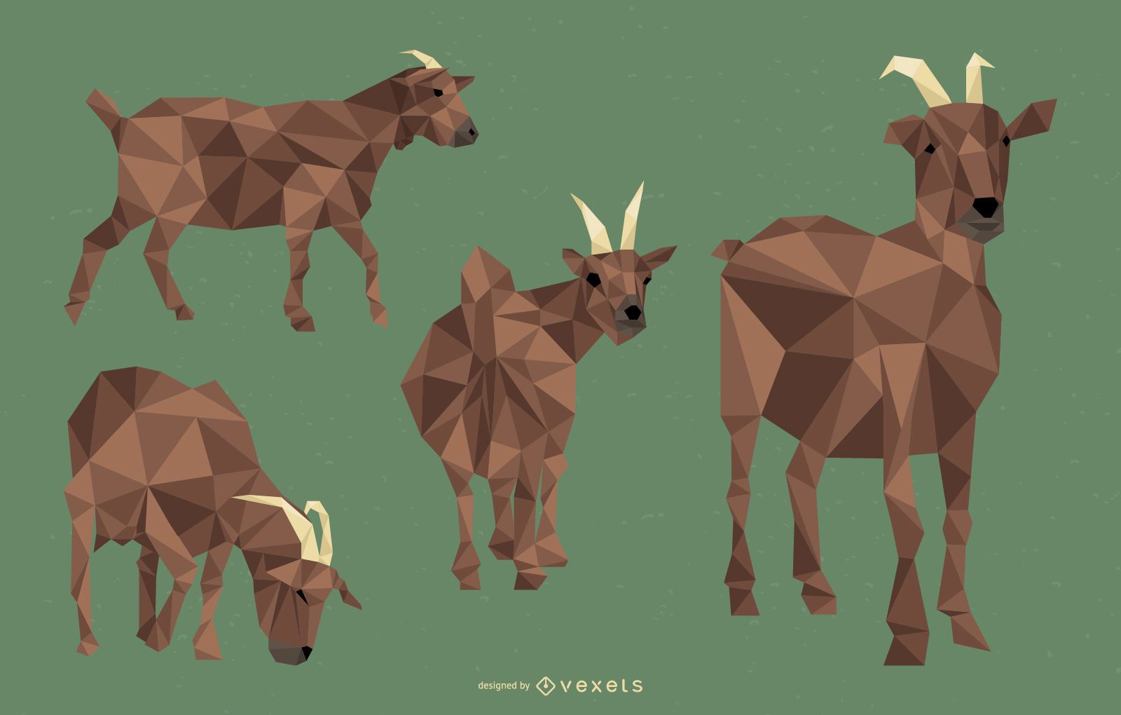 Conjunto de ilustración poligonal de cabra