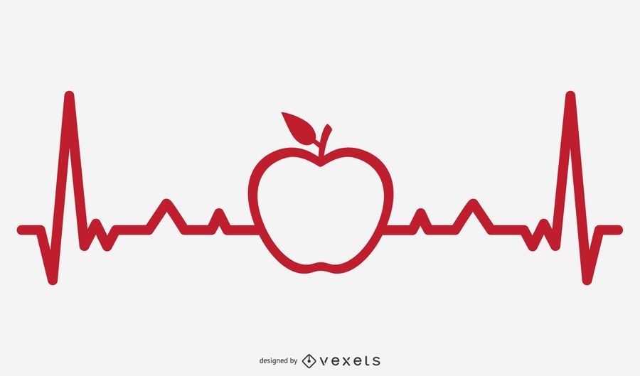 Apple Heartbeat Line Illustration Apple Heartbeat Line Illustration