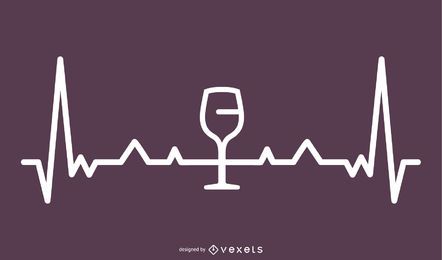 Ilustração de linha de batimento cardíaco de vinho Ilustração de linha de batimento cardíaco de vinho