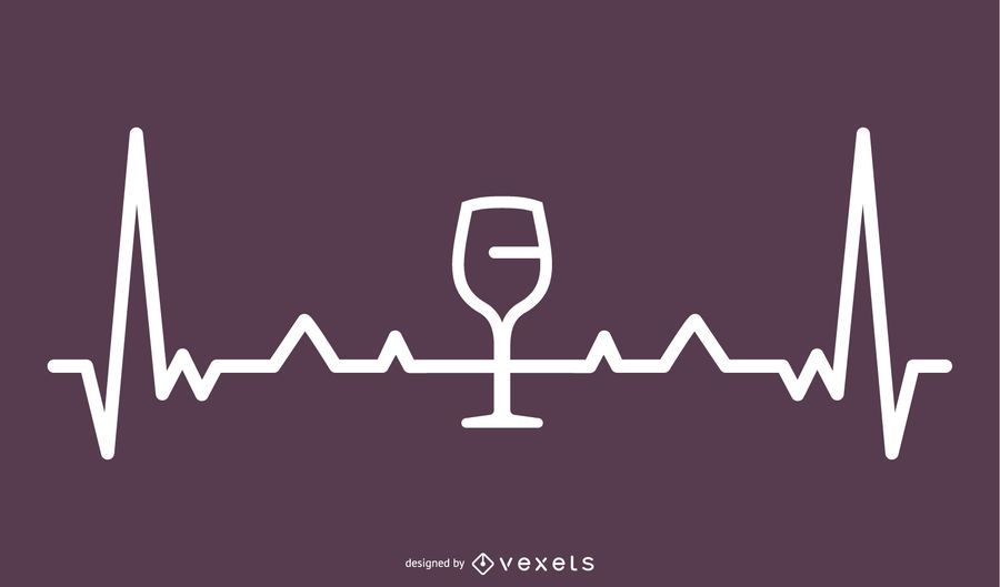 Ilustración de línea de latido del corazón de vino Ilustración de línea de latido del corazón de vino