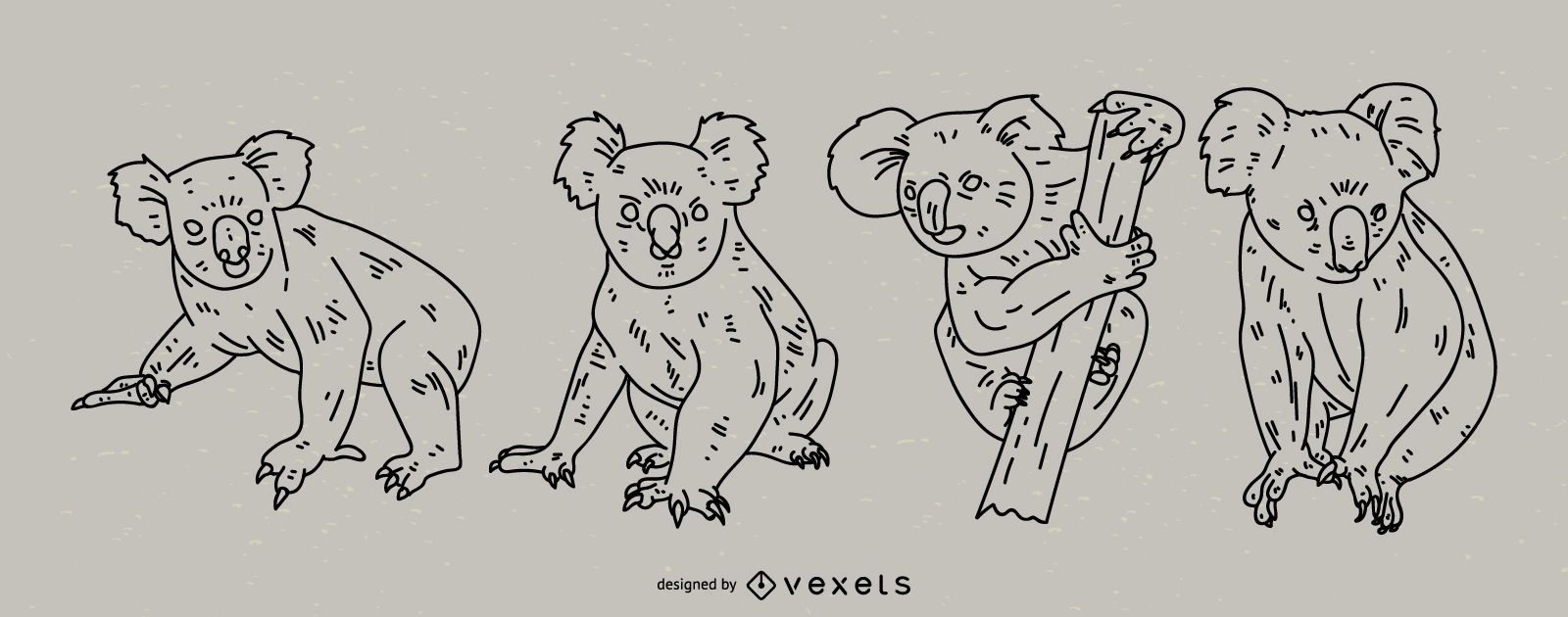 Conjunto de estilo de trazo de koala
