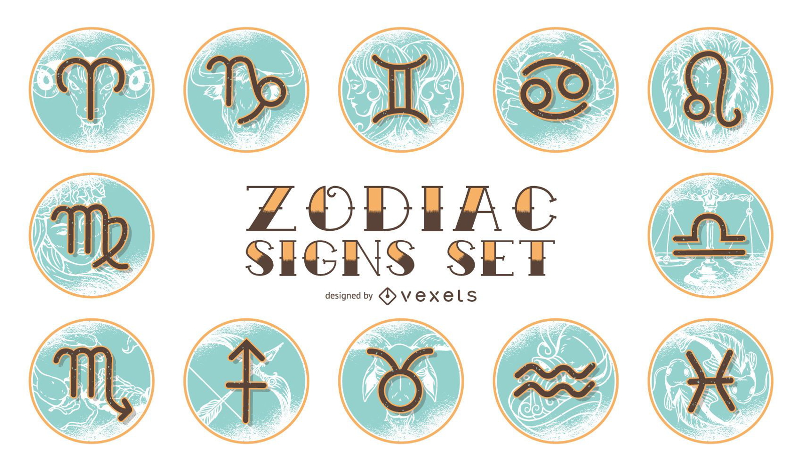 Conjunto de zodiaco hor?scopo vintage