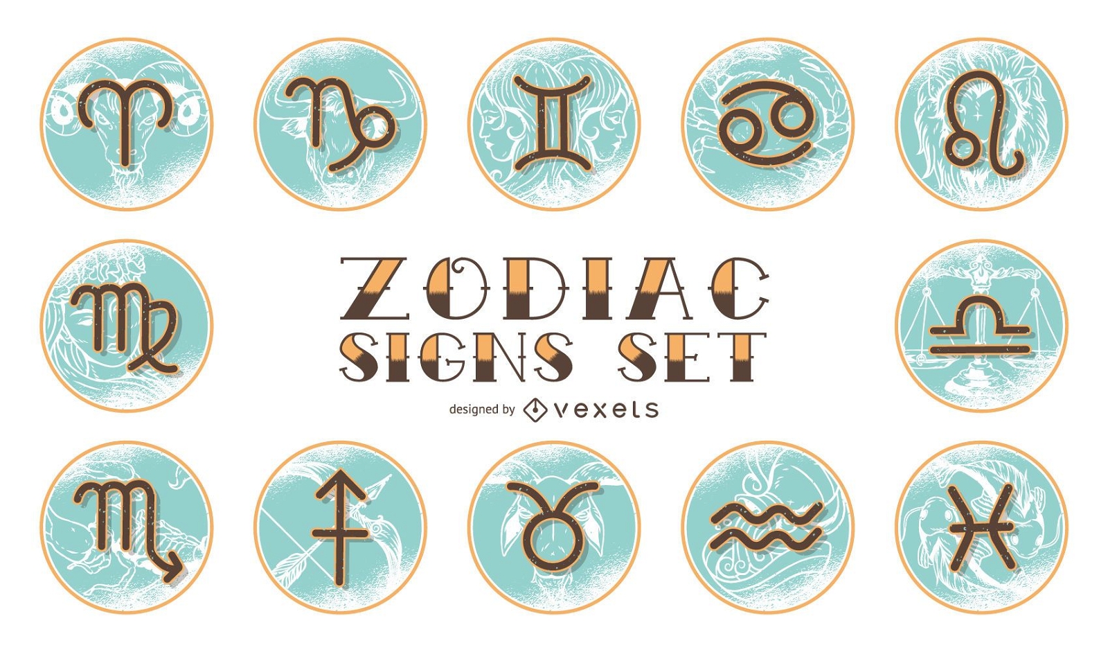 Vintage Horoskop Sternzeichen Set