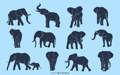 Conjunto de silueta de elefante Conjunto de silueta de elefante