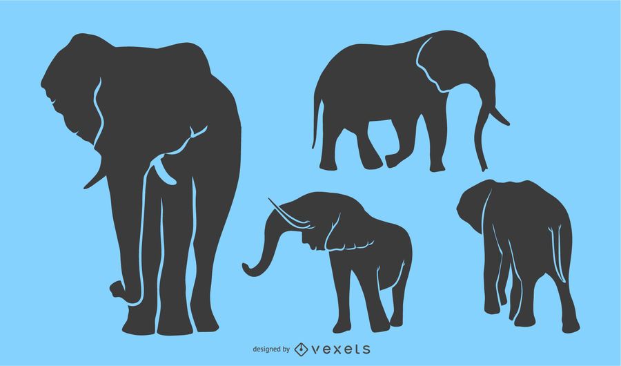 Elephant Silhouette Set Elephant Silhouette Set