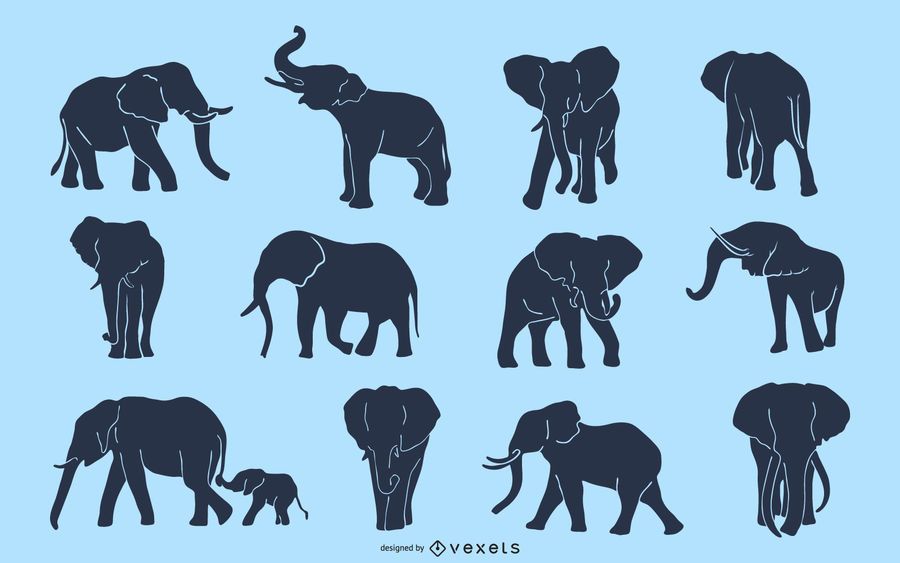 Elefant Silhouette Set Elefant Silhouette Set