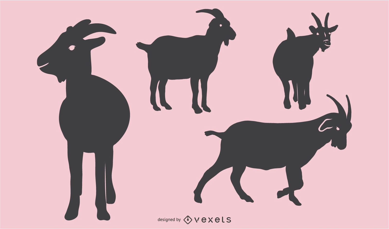 Conjunto de design de silhueta de cabra