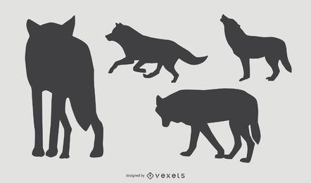Conjunto de silueta de lobo