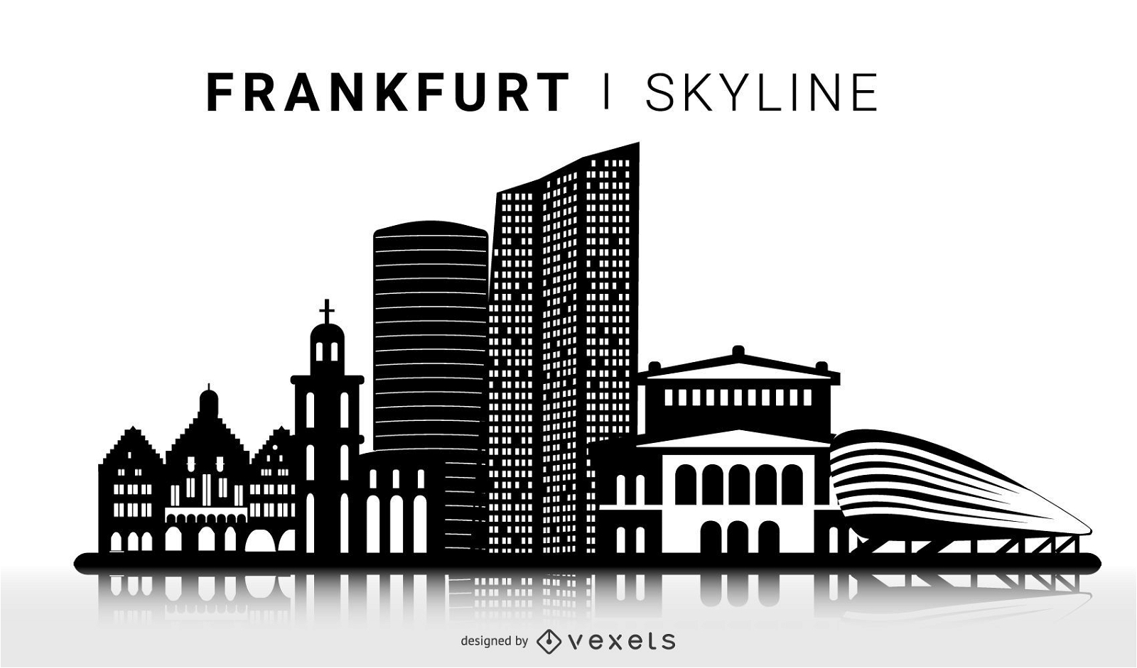 Frankfurt Skyline Silhouette Design