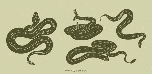 Desenho de silhueta detalhada de cobra