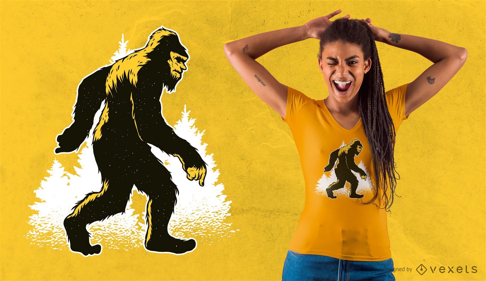 Diseño de camiseta Bigfoot Yeti