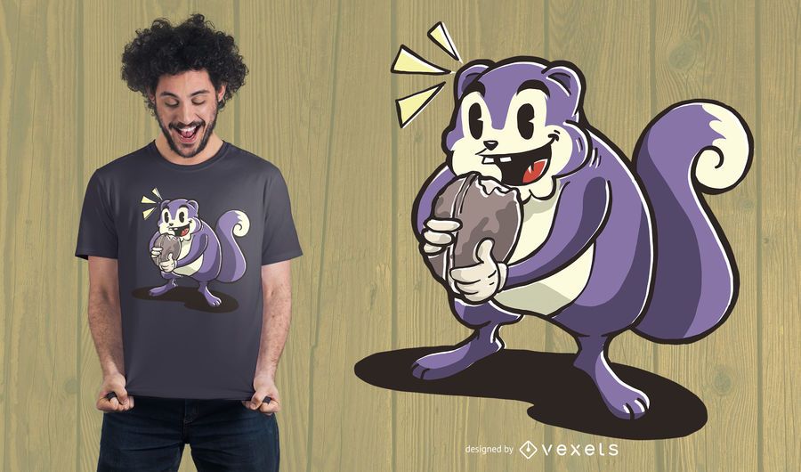 Diseño de camiseta de ardilla hambrienta Diseño de camiseta de ardilla hambrienta