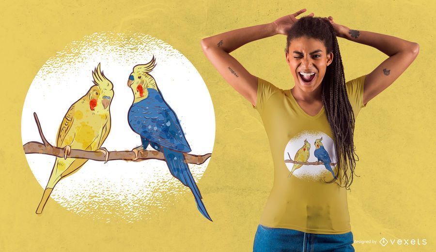 Aquarell Vogel Paar T-Shirt Design Aquarell Vogel Paar T-Shirt Design