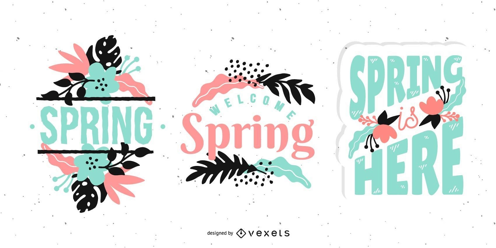 Conjunto floral de letras de primavera