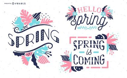 Conjunto de diseño floral de primavera