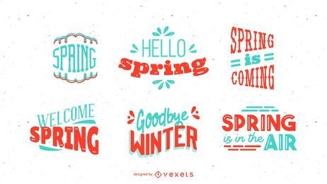 Spring Season Lettering Design Set