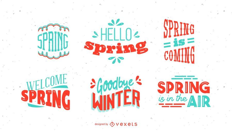 Spring Season Lettering Design Set Spring Season Lettering Design Set